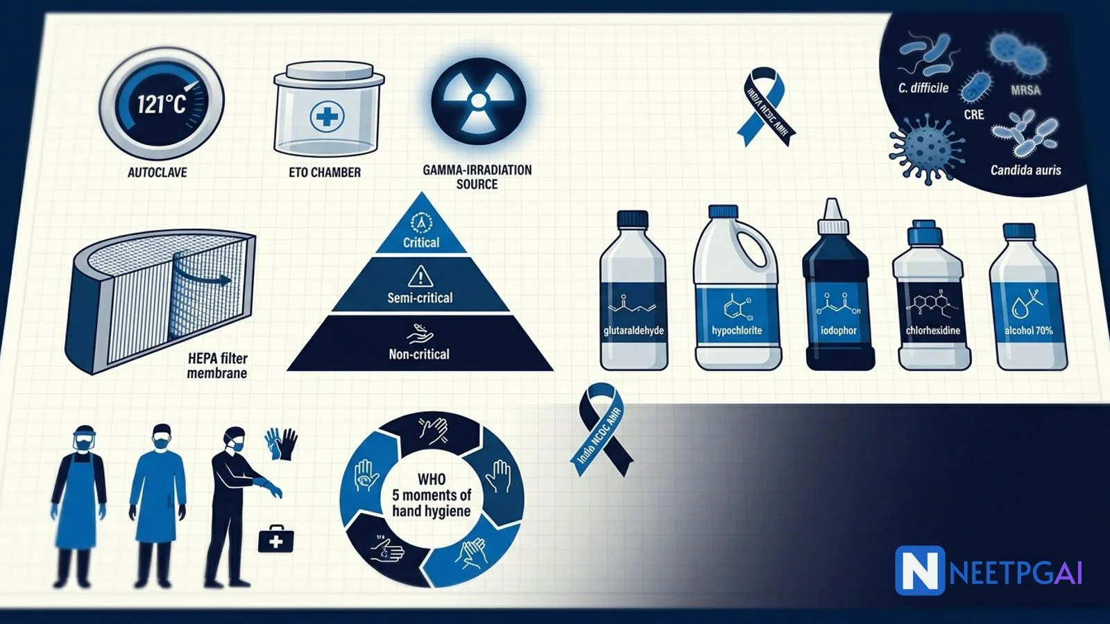 Sterilization, Disinfection & Infection Control for NEET PG